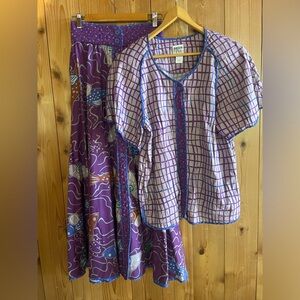 Vintage Purple Printed Maxi Dress Set